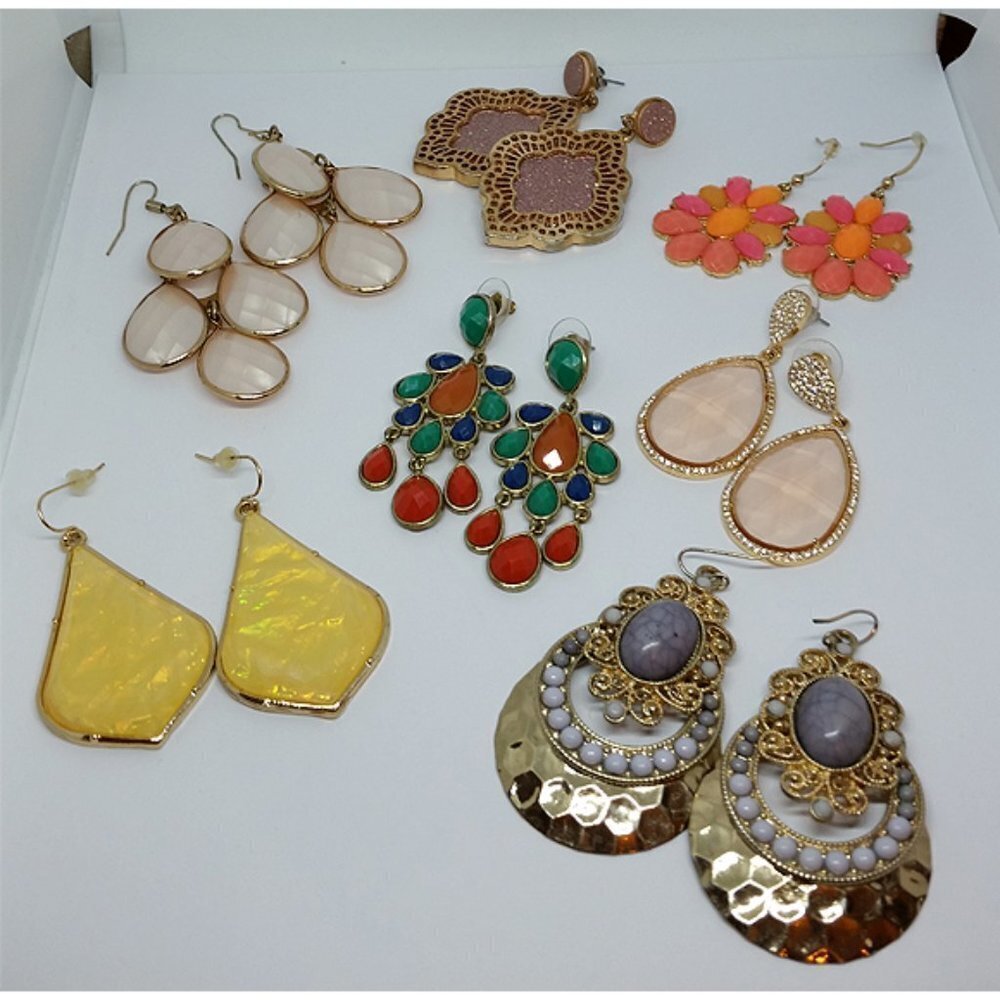 Huge bundle lot 7 pairs dressystatement long earrings boho style dangle drop.